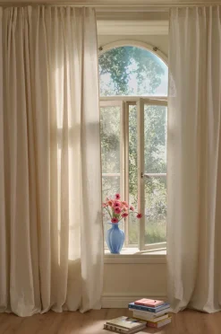 Online Ellos Home Multibåndsgardin Elly Wide i genanvendt halvlinned ekstra bred 1-pak Cremet hvid