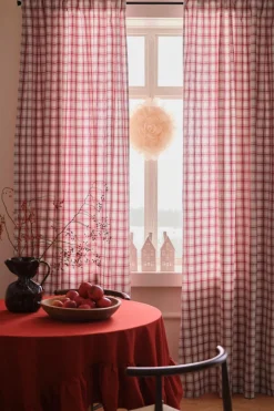 Ellos Home Multibåndsgardin Sally Check 2-pak Rød