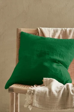 Ellos Home Pudebetræk Candice Zip i vasket hør 50x50 cm Ærtegrøn