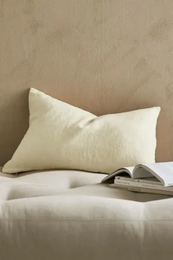 Discount Ellos Home Pudebetræk Candice Zip i vasket hør 40x60 cm Pastelgul