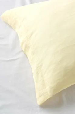 Clearance Ellos Home Pudebetræk Candice af vasket hør Pastelgul