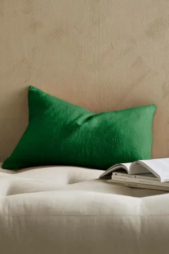 Ellos Home Pudebetræk Candice Zip i vasket hør 40x60 cm Ærtegrøn