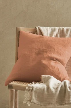 Ellos Home Pudebetræk Candice Zip i vasket hør 50x50 cm Brunrosa