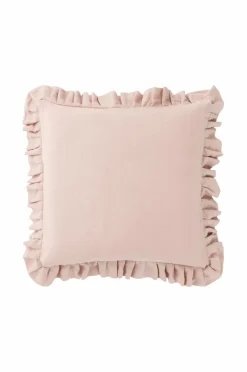Clearance Ellos Home Pudebetræk Candice Frill i vasket hør Lys rosa