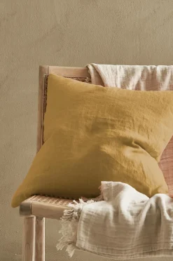 Clearance Ellos Home Pudebetræk Candice Zip i vasket hør 50x50 cm Bronzegrøn