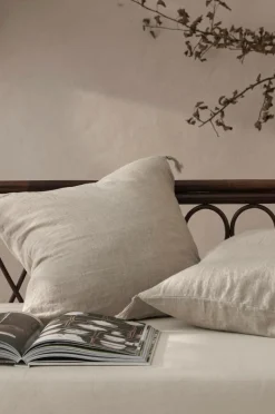 Discount Ellos Home Pudebetræk Candice Tassel af vasket hør, 50x50 cm Lærredsbeige