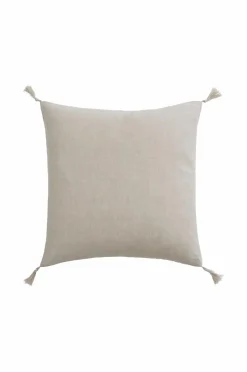 Discount Ellos Home Pudebetræk Candice Tassel af vasket hør, 50x50 cm Lærredsbeige
