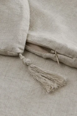 Discount Ellos Home Pudebetræk Candice Tassel af vasket hør, 50x50 cm Lærredsbeige