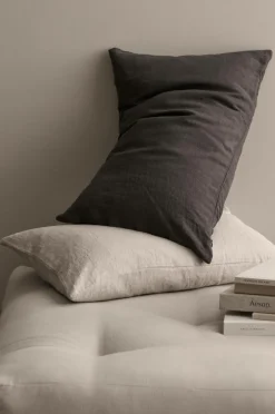 Discount Ellos Home Pudebetræk Candice Zip i vasket hør 40x60 cm Gråsort
