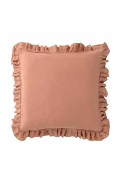 Discount Ellos Home Pudebetræk Candice Frill i vasket hør Brunrosa