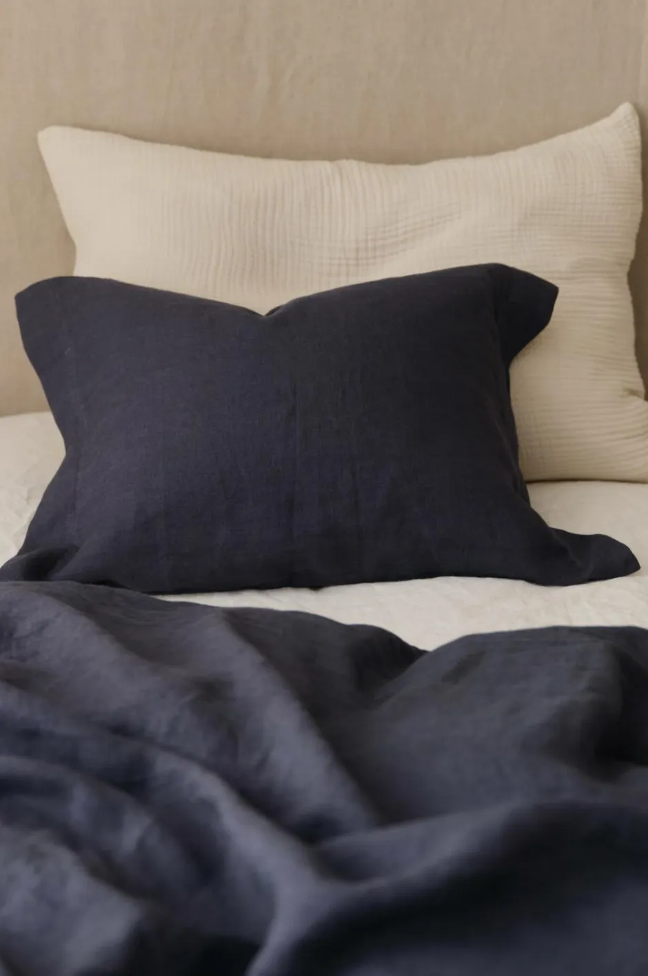 Clearance Ellos Home Pudebetræk Candice af vasket hør Blueblack - ebony