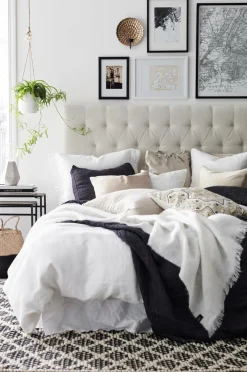 Clearance Ellos Home Pudebetræk Candice af vasket hør Blueblack - ebony