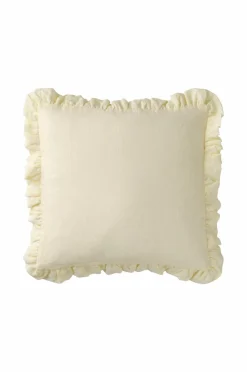 Clearance Ellos Home Pudebetræk Candice Frill i vasket hør Pastelgul