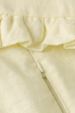 Clearance Ellos Home Pudebetræk Candice Frill i vasket hør Pastelgul