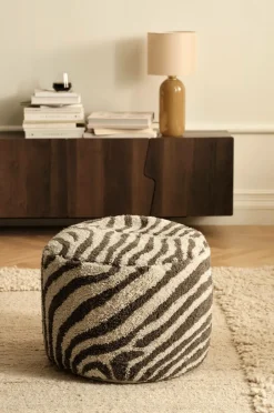 Ellos Home Puf Zebby Khakigrøn / cremefarvet