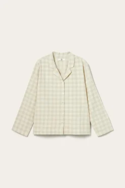 Clearance Ellos Home Pyjamasskjorte Valerie Small Check Beige/cremehvid