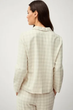 Clearance Ellos Home Pyjamasskjorte Valerie Small Check Beige/cremehvid