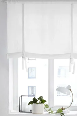 Best Ellos Home Roll up-gardin af vasket hør Candice White mdf/metal