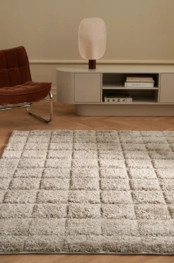 Best Ellos Home Ryatæppe Alba Check Shaggycarpet Beige
