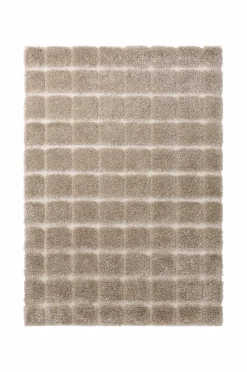Best Ellos Home Ryatæppe Alba Check Shaggycarpet Beige