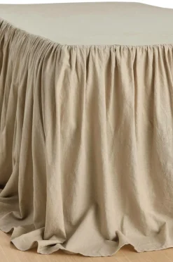 Outlet Ellos Home Sengekappe Elly Frilled i genanvendt halvlinned 75 cm Linen beige