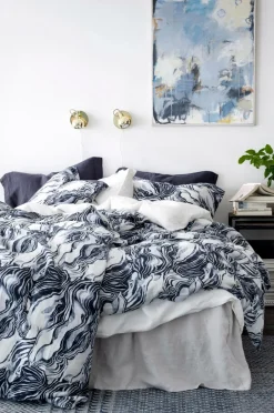 Outlet Ellos Home Sengekappe Candice i vasket hør 45 cm Hvid
