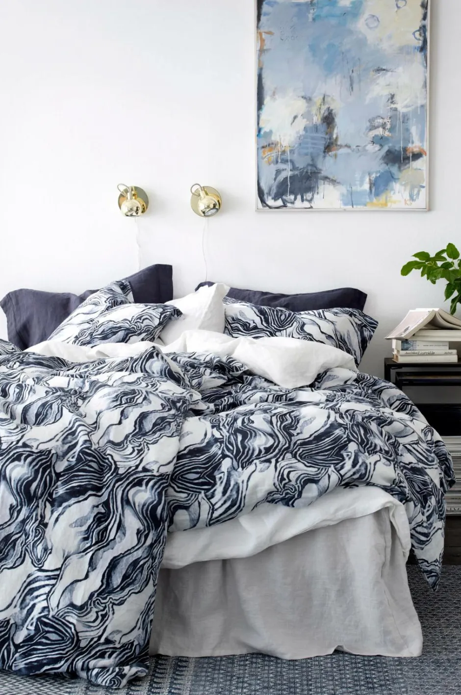 Outlet Ellos Home Sengekappe Candice i vasket hør 45 cm Hvid
