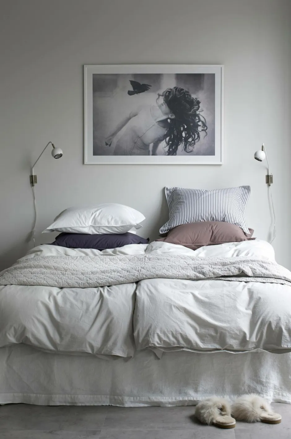 Outlet Ellos Home Sengekappe Candice i vasket hør 45 cm Hvid