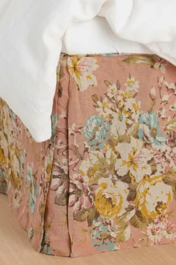 Ellos Home Sengekappe Candice Rose i vasket linned 60 cm Brunrosa