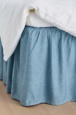 Sale Ellos Home Sengekappe Denim Frilled 52 cm Lyseblå