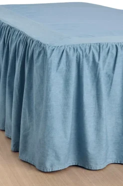 Sale Ellos Home Sengekappe Denim Frilled 52 cm Lyseblå