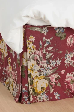 Best Ellos Home Sengekappe Candice Rose i vasket linned 52 cm Bourgogne