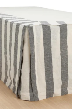 Best Ellos Home Sengekappe Candice Block Stripe i bomuld højde 52 cm Mørkegrå/cremefarvet