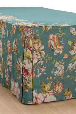 Best Ellos Home Sengekappe Candice Rose i vasket linned 52 cm Petrolgrøn