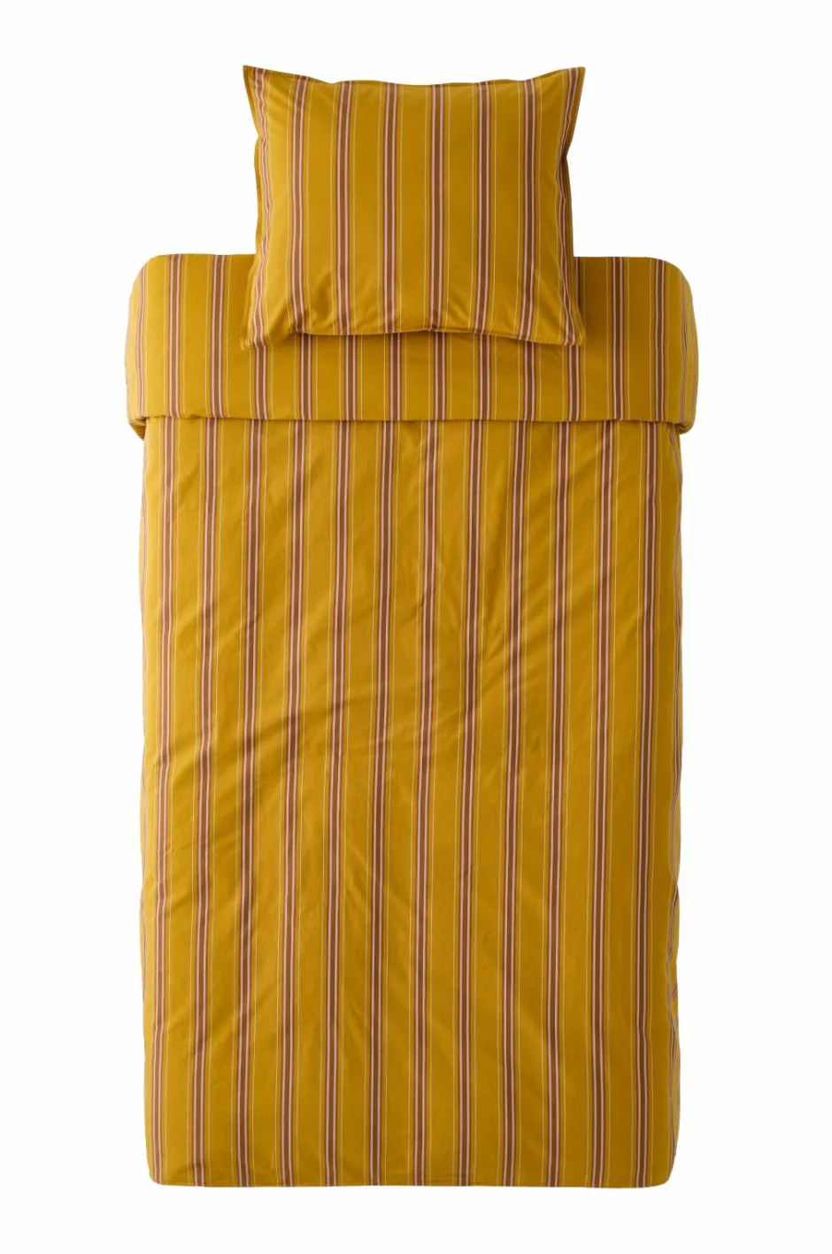 Sale Ellos Home Sengesæt Avery Stripe i bomuldspercale 2 eller 3 stykker Mørk guldgul