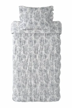 New Ellos Home Sengesæt Avery Elastic i bomuldspercale 2 eller 3 stykker Grå blå blomster