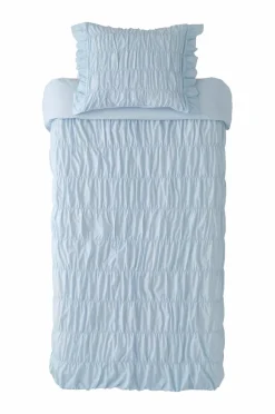 Clearance Ellos Home Sengesæt Avery Elastic i bomuldspercale 2 eller 3 stykker Lyseblå