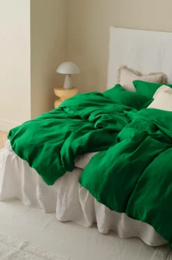 Online Ellos Home Sengesæt Candice i vasket hør - 2 eller 3 dele Ærtegrøn