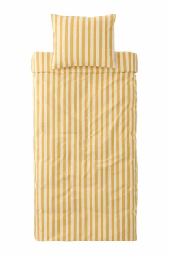Discount Ellos Home Sengesæt Crystal Stripe i bomuldspercale 2 eller 3 stykker Gul