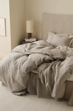 Outlet Ellos Home Sengesæt Candice i vasket hør - 2 eller 3 dele Lærredsbeige