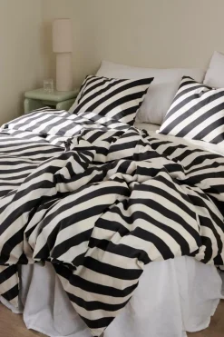 Outlet Ellos Home Sengesæt Diagonal Stripe i bomuld 2 dele Gråsort