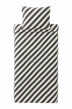Outlet Ellos Home Sengesæt Diagonal Stripe i bomuld 2 dele Gråsort