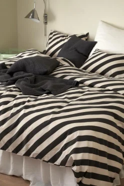 Outlet Ellos Home Sengesæt Diagonal Stripe i bomuld 2 dele Gråsort