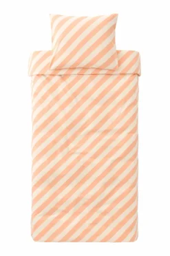 Outlet Ellos Home Sengesæt Diagonal Stripe i bomuld 2 dele Aprikos