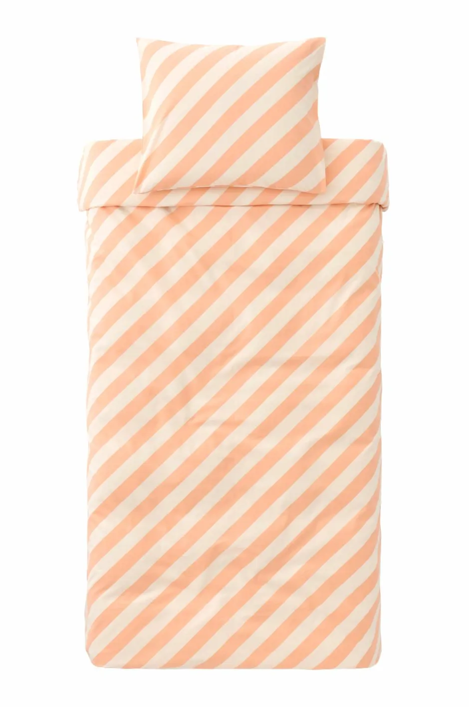 Outlet Ellos Home Sengesæt Diagonal Stripe i bomuld 2 dele Aprikos
