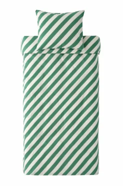 Clearance Ellos Home Sengesæt Diagonal Stripe i bomuld 2 dele Flaskegrøn