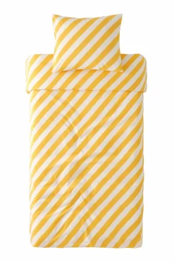 Clearance Ellos Home Sengesæt Diagonal Stripe i bomuld 2 dele Gul