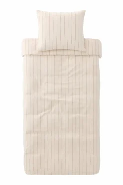 Hot Ellos Home Sengesæt Elly Thin Stripe i genanvendt halvlinned 2 eller 3 stykker Bronzebrun