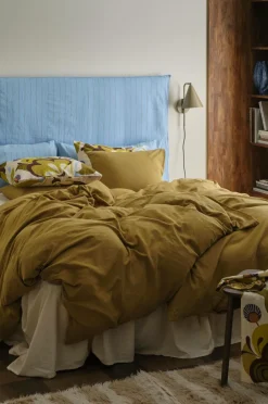 Outlet Ellos Home Sengesæt Elly i genanvendt halvlinned 2 eller 3 stykker Olivengrøn