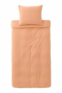 Clearance Ellos Home Sengesæt Elly i genanvendt halvlinned 2 eller 3 stykker Mørk abrikos
